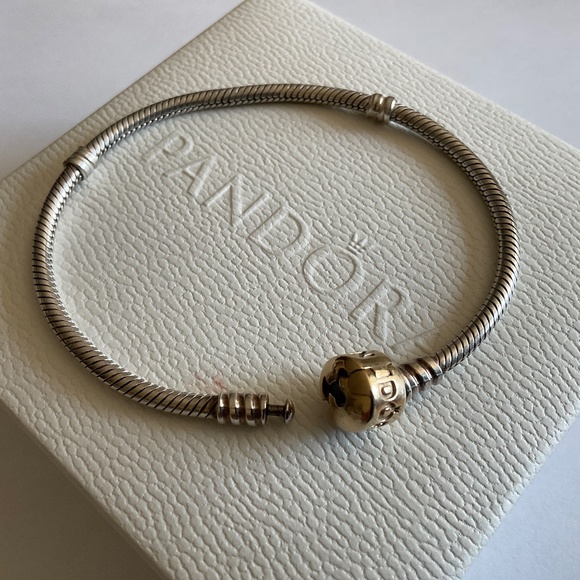 Pandora two ton bracelet 14k solid gold clasp - Picture 3 of 6